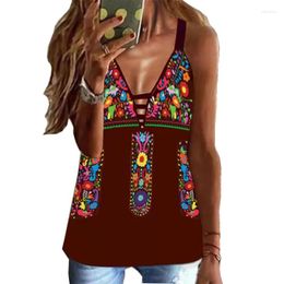 Women's Tanks Women Tank Top Fashion Summer T-Shirt Vest Sleeveless Printed Shirts Casual V-Neck Camisole Tops Plus Size