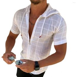 Men's T Shirts Soft Casual Plaid Print Slim Top Streetwear Men T-shirt Drawstring For School