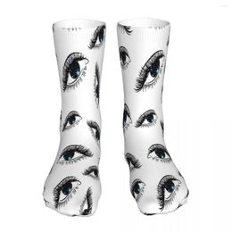 Men's Socks Eyes Plush Eyelash Beautiful Woman Galaxy Sock Men Women Polyester Stockings Customizable Funny