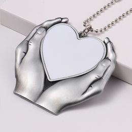 Sublimation Hand holding heart Ornaments metal party supplies decoration car hang decorationsc gift of love