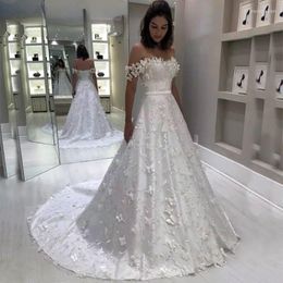 Wedding Dress White Dresses A-Line Lace Off Shoulder Long Bridal Butterfly Pattern Vestido De Novia Plus Size