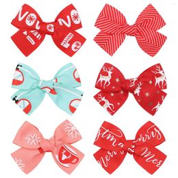 Hair Accessories Christmas Red Bow Baby Hairband Hairpin Ribbon Printed Toddler Clip Headband For Kids Girls Po Prop