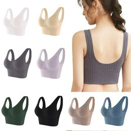 Camisoles & Tanks Fashion Women's Comfortable Bra Tank Crop Top Bottoming Brassiere Casual Solid Colors Sleeveless Seamless Backless