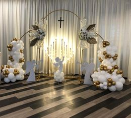 Party Decoration Shiny Gold-Platting Wedding Arch Wrought Iron Props Scene Stage Ceremony Background Gilded Screen Flower Door