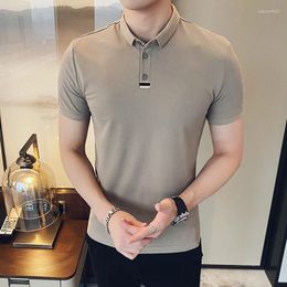 Men's Polos Plus Size 5XL-M 2022 Summer Short Sleeve Slim Polo Shirt Mens Embroidery Casual Lapel Collar Pullover Work Tees Tops Streetwear