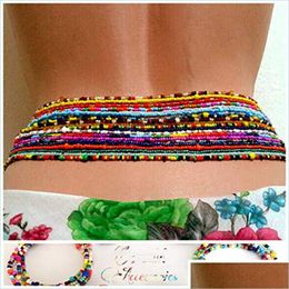 Other New Simple Measly Waist Chain Bikini Women Beaded Body Jewellery Sandy Beach Summer Bead Elastic Belly Around Flexible Chains Dr Dhd1S