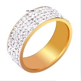 Band Rings Row Zircon Tennis Ring Titanium Steel 24K Vacuum Plating Five Rows Cz Diamond Couple Band For Women Men Size 611 12 13 Dr Dhooj