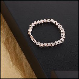 Charm Bracelets Charm Bracelets European And American Crystal Gemstone Bracelet Female Zircon Gold Sier Jewellery Beautif Gift For Gir Dhsxg