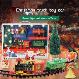 Christmas Toy Electric Train Set Railway Track Tree Creative Decors Kid Model Toys Gift L221110