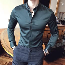 Men's Casual Shirts 2022 Spring Letter Embroidery Shirt Men Clothing Fashion Business Formal Wear Chemise Homme Slim Dress Social