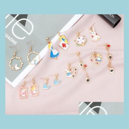 Charm Charm Earings Cute Cartoon Asymmetrical Geometric Hollow Fresh Hook Earrings For Girls Women Japanese And Korean Style Ear Jew Dhroq