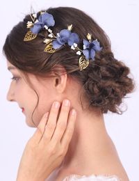 Headpieces Vintage Hollow Out Gold Leaves Fairy Purple Flower Hair Clips Wedding Bridal Crystal Headwear Of Women Or Children