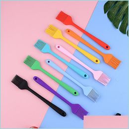 Other Bakeware Sile Bbq Brush Small Large Colorf Heat Resistant Kitchen Baking Sauce Cake Integrated Brushes With Hanging Hole Drop Dhtes