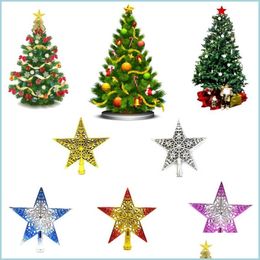 Christmas Decorations Christmas Tree Top Star Decoration Xmas Hollowed Sparkle Hang Shape Pendant Decorations Drop Delivery Home Gar Dhzhb