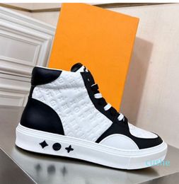 boots Men High top Sneakers Cowhide Panel Embossed Pattern Lace up Flat Casual Shoes Size 38-44