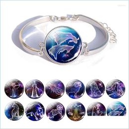 Charm Bracelets Charm Bracelets Zodiac Sign Bracelet Diy 12 Constellation Bangle Pisces Taurus Gemini Leo Libra Capricorn Women Jewe Dhcwk