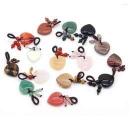 Pendant Necklaces Natural Stone Pendants Heart Shape Agates Crystal Turquoises Jade Opal Charms For Jewellery Making Necklace Bracelet Gift