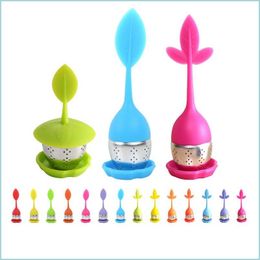 Tea Strainers Sile Infuser Food Grade Tea Leaf Strainer Stainless Steel Philtre Device Loose Herbal Spice Diffuser Come With Trays Dr Dhinh