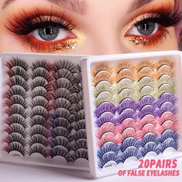 Wholesale European USA Faux Mink False Eyelashes 20 Pairs Large Eyes Thick Fluffy Colorful Eye Lash Natural Look