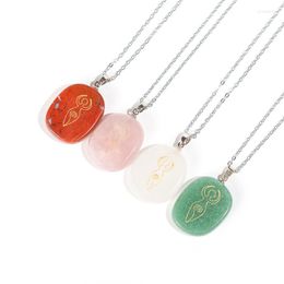 Pendant Necklaces Natural Stones Carving Yoga Necklace For Woman Reiki Chakra Healing Quartz Crystal Goddess Jewellery