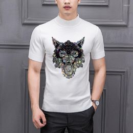 Men's T Shirts Spring And Summer Sweater Casual Solid Colour Knitted T-Shirt Star Diamond Cashmere Pullover Custom