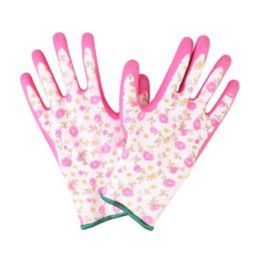 Hand Protection Women Garden Gloves Work GMG Printed Pink Polyester Pink-Latex Work Non-slip Safety Glove For Mechanic Construction