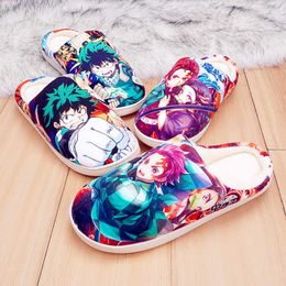 Chinelos Chinelos de Inverno Para Homens Mulheres Crianças Anime Demon Slayer Tanjirou Nezuko Itachi Sasuke Cosplay Sapatos Casa Bonito Botas Quentes Internas T221110