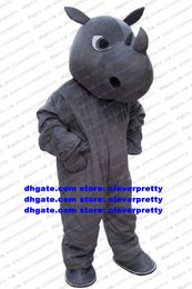 Grey Rhinoceros Rhino Mascot Costume Adult Cartoon Character Outfit Suit Advertising Campaign Theatrical Performance zx1735