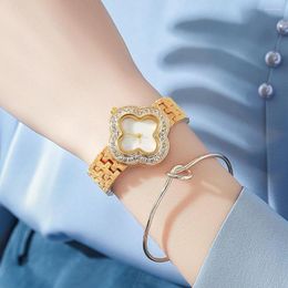 Relógios de pulso para meninas, relógio feminino, trevo de quatro folhas, pulseira feminina, moda casual, decoração, relógio de pulso de luxo