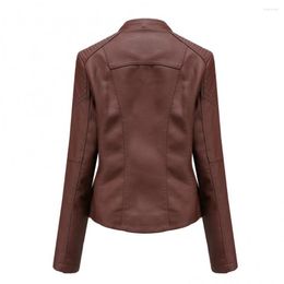 Women's Leather Fashion Women Coat Autumn Winter Faux Jacket Zipper Stand Collar Motorcycle Slim Women's Clothing Black 3XL