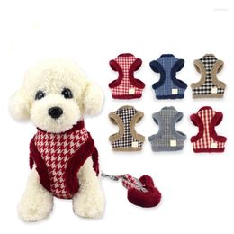 Dog Collars Winter Warm Pet Harness Chest Strap Cotton Fleece Adjustable Vest Leash Small Medium Chihuahua Pug Traction Supplies