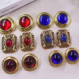 Genuine Gold Plated Vintage Palace Earrings Enamel Colorful Glass Earrings Byzantine 925 Needle Wholesale