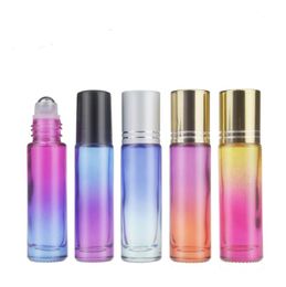 1000pcs 10ml Gradient Colour Roll On Glass Bottles for Essential Oils Refillable Perfume Bottle Deodorant Containers