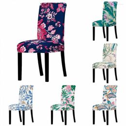 Chair Covers Abstract Floral Plant Dining Cover Big Elastic Slipcover Watercolour Flower Seat Case Home Decor Removable White