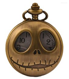 Pocket Watches 100pcs/Lot Retro Halloween Cartoon Large Night Terror Men Ladies Gift Fashion Flip Quartz Necklace Watch