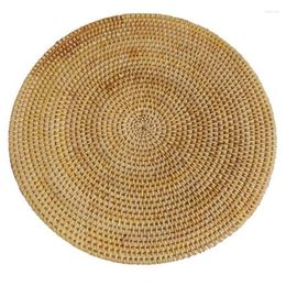 Table Mats Handwoven Rattan Placemats Round Wicker Natural Woven For Dinner Heat Resistant CNIM