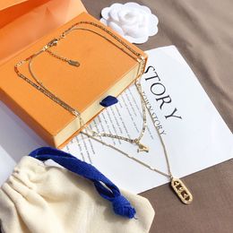 Designer Branded Women Luxury Designer Necklace Choker Chain 18K Gold Plated Stainless Steel Letter Pendants Necklaces Jewelry Accessories X301