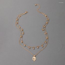 Chains Tropical Palm Leaves Necklace Hawaiian Leaf Pendant For Women Girl Boho Charm Choker Pendientes Beach Jewellery