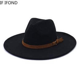 Wide Brim Hats Bucket 9.5cm Fedora For Women All-match Men Formal Church Caps Felted Dress Hat Sombreros De Mujer 221110