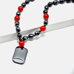 Ketten Klassische schwarze Hämatit-Energie-Perlen-elastische magnetische Therapie-Gesundheitspflege-Gewichts-Halskette, die Schmuck für Männer Frauen abnimmt