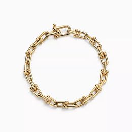 High 925 silver jewelry men bracelets u shape chunky chain gold rose silver color charm bracelet for women unisex punk link hip hop 17cm 19cm christmas gift