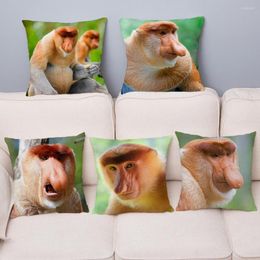Pillow Nasalis Larvatus Cover 45 Proboscis Monkey Super Soft Plush Pillows Cases Sofa Home Decor Covers
