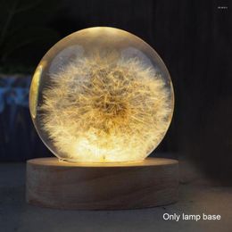 Lamp Holders Holder Base Crystals Glass Ball Accessories Art Round Wooden Night Light Ornament Display Stand USB Led Illumination DIY