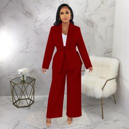 Women's Two Piece Pants 2022 Autumn High-end Solid Suit Set Sweet Young Full Sleeve High Waist Long Cloth Wide Leg Women 2