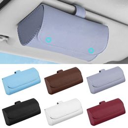 Interior Accessories Car Sun Visor Glasses Case Magnetic Close PU Leather Storage Box EyeGlasses Holder Sunglasses Clip