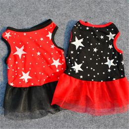 Dog Apparel Dress Cute Star Print Double Layer Lace Pet Skirt Summer Sleeveless Red Clothes For Small Medium Dogs Cupcake