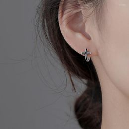 Hoop Earrings Women's Fashion Small Black Epoxy Cross Tiny Huggies Simple Charm Earring Hoops For Men Ear Accessories Gifts