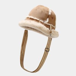 Women's Winter Bomber Hats Warm Bucket Hat Girls Outdoor Keep Warm Fur Thick Multi use should bag
