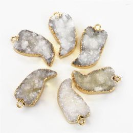 Pendant Necklaces 6PCS Natural Stone Gray Agates Druzys Drusy Pendants Horns Charm For Women Men Unisex Jewelry Necklace Making Wholesale