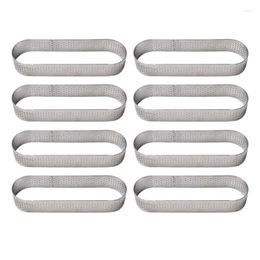 Baking Moulds 8Pcs Oval Tartlet Moulds French Dessert Mousse Fruit Pie Tart Ring Quiche Cake Mould Stainless Steel